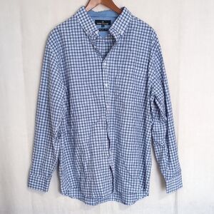 Classic Collection Blue White Plaid Long Sleeve Button Up Shirt Size 2xl